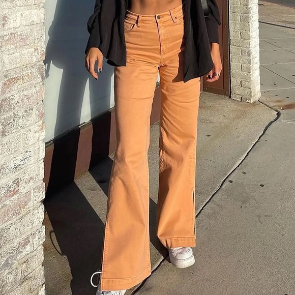 🍑Peachy relaxed baggy wide leg side slit plus size boyfriend jeans🍑 - Picture 1 of 5